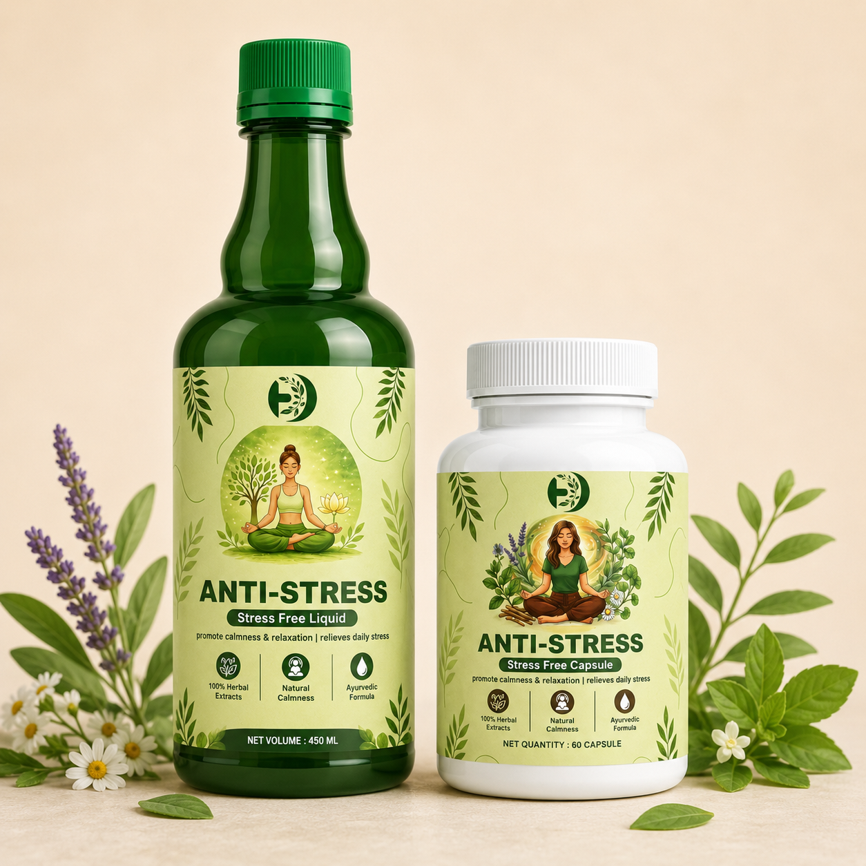 Anti Stress – Stress Free Combo | Ayurvedic Capsules + Herbal Liquid